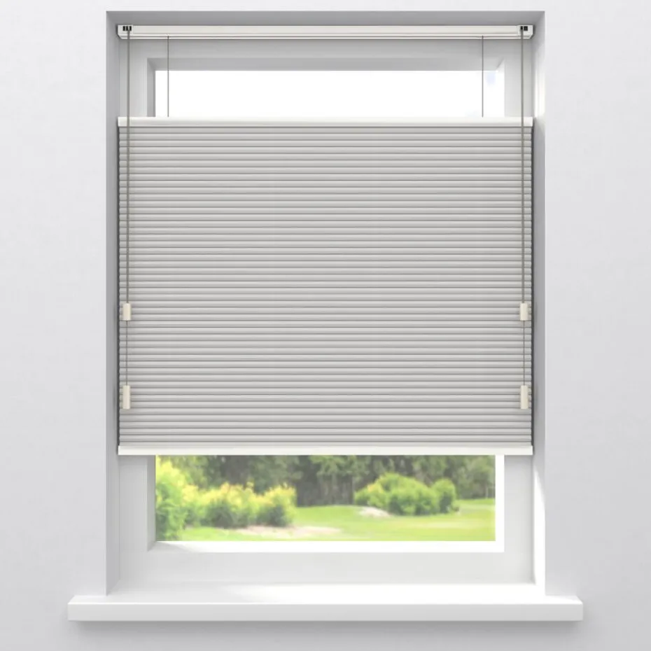 Kwantum Plisségordijnen | Isolerende Gordijnen | Fenstr Dubbel Plissé Elsa  Verduisterend LichtGrijs