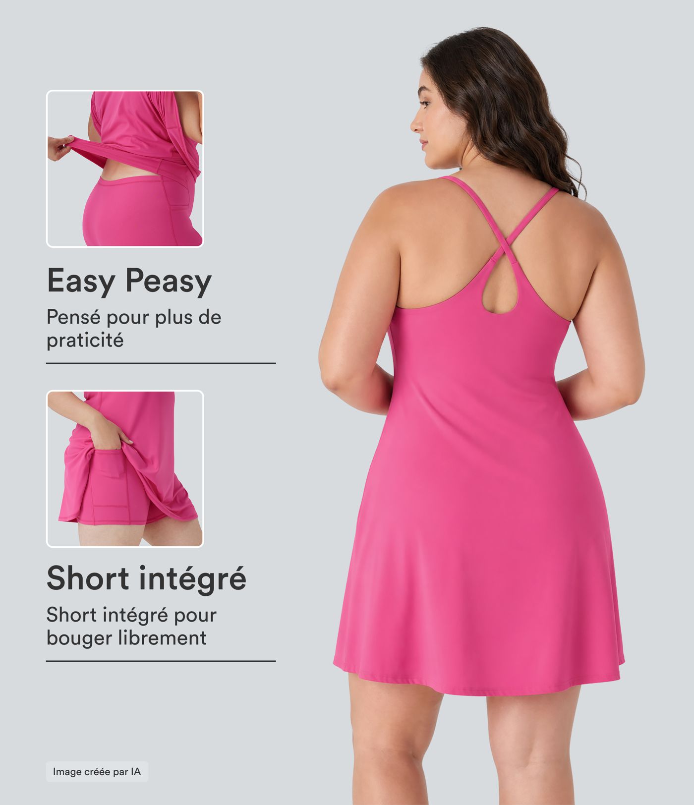 Robe de sport grande taille dos nu Softlyzero™ Plush - longueur rallongée - Easy Peasy Edition