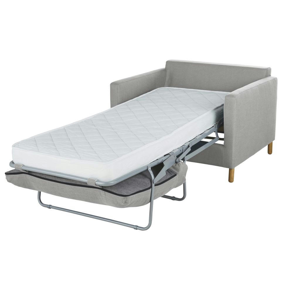 Julian Business - Fauteuil convertible professionnel gris clair, matelas 12 cm