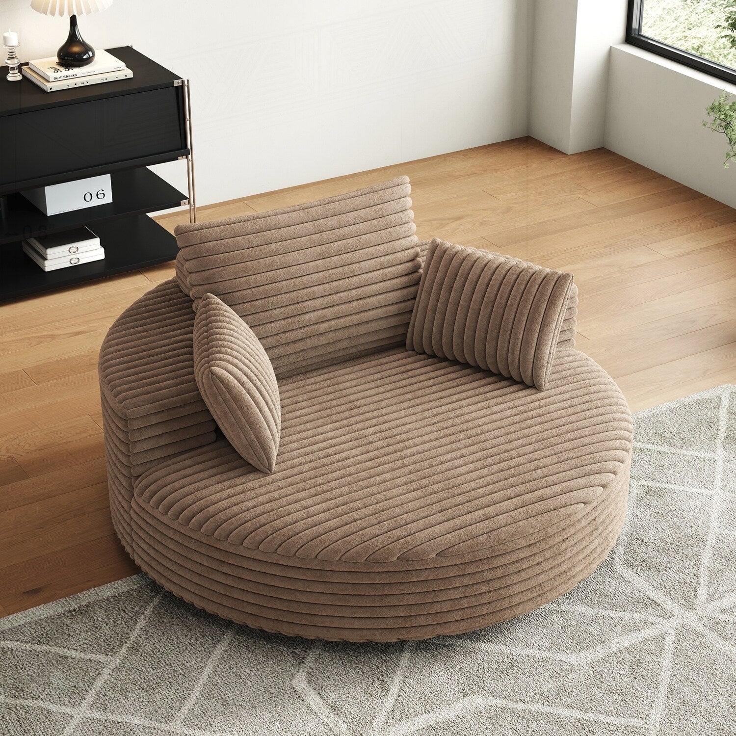 Comfortable Corduroy Foam Swivel Chair for Various Rooms, Enhancing Relaxation