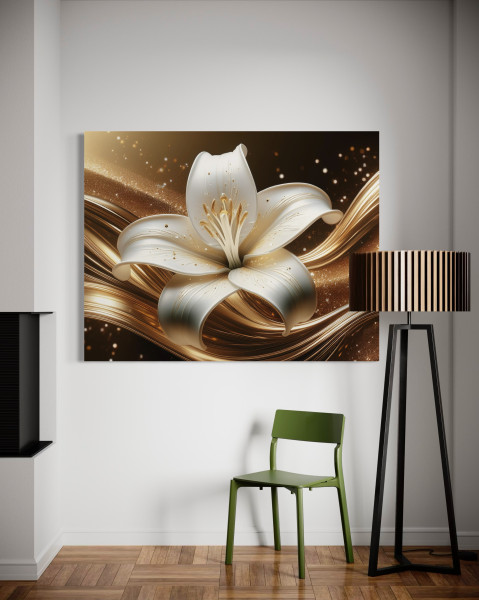 Feeby Obraz na płótnie, Kwiat Lilii Złoty 60x40