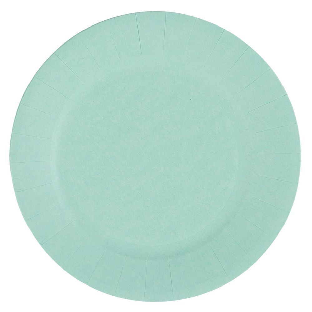 Lot de 10 assiettes en carton vert d'eau Ø18 cm