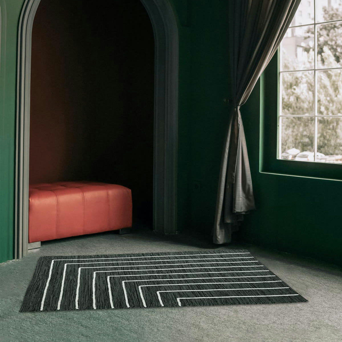 URBAN STRIPES - Tapis antidérapant 1350 gr/m²  eucalyptus 170x240 cm