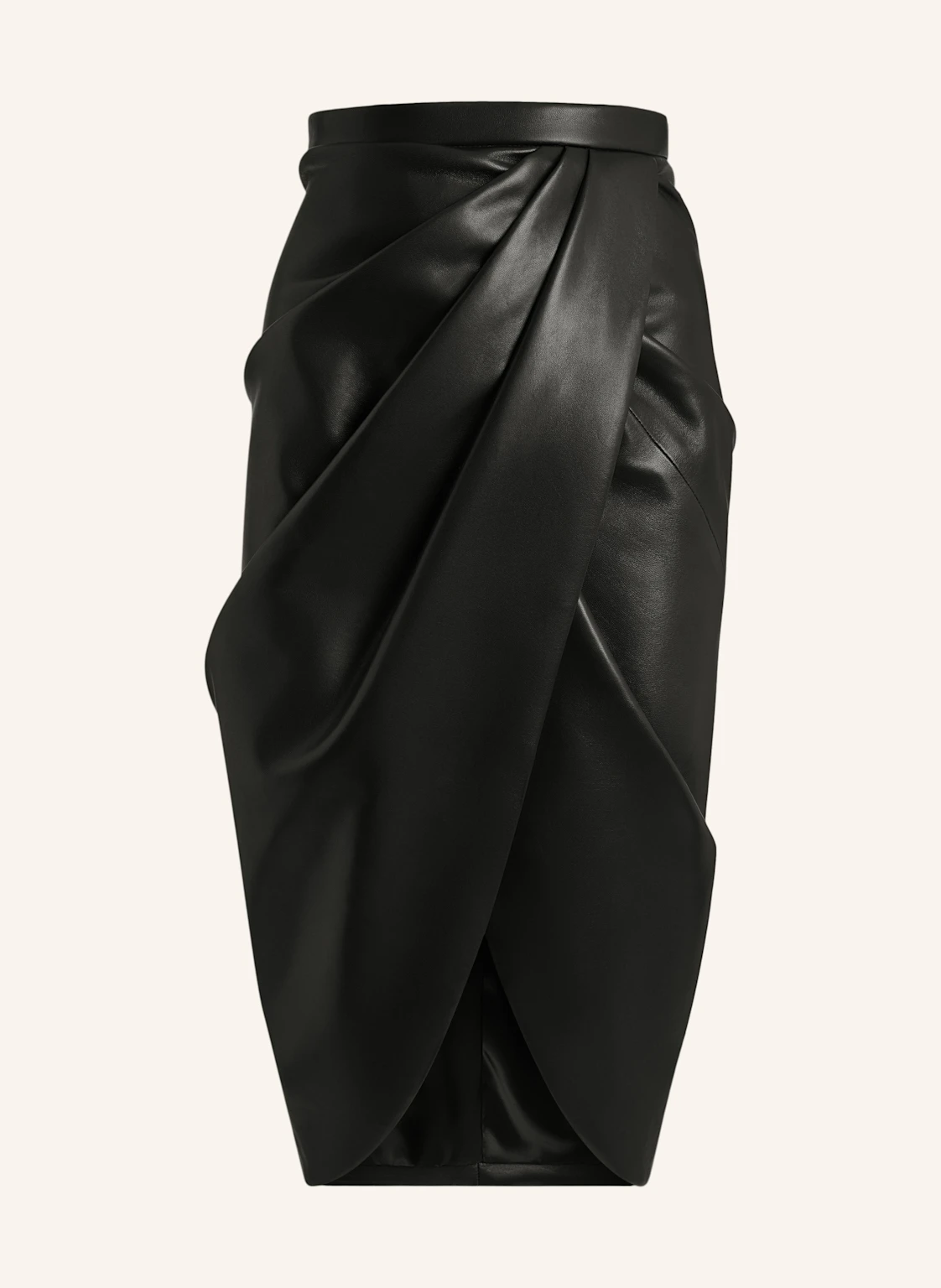 BALMAIN Halblanger, drapierter Rock aus Lammleder