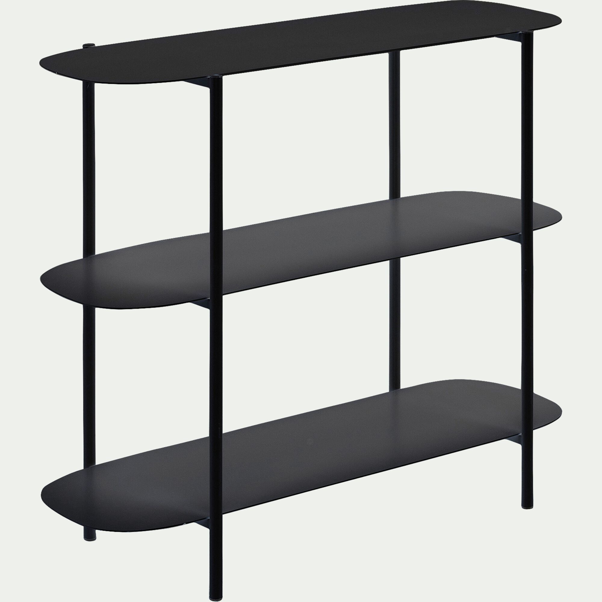CAROUBE - Bibliothèque 3 tablettes en métal - noir L100,50xH80cm