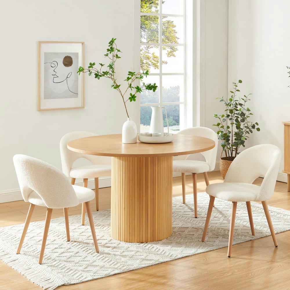 MATI - Table à manger ronde en bois D120cm bois clair