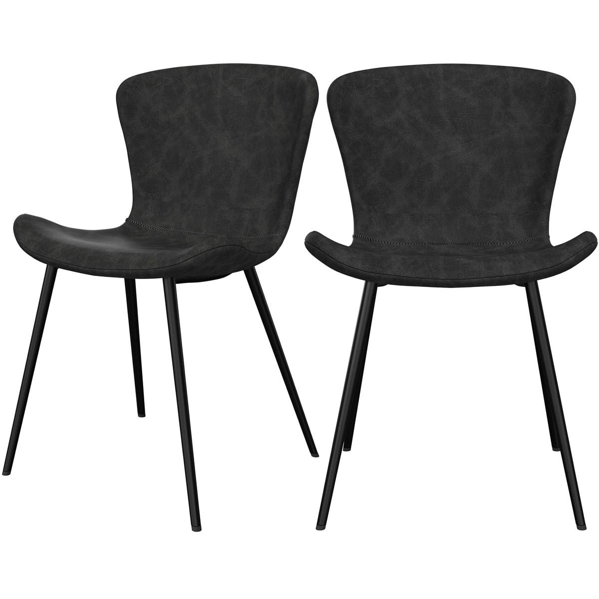 GILDAS - Chaise en cuir synthétique gris foncé (lot de 2)