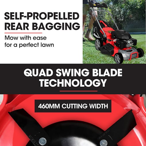 NNEMB 18' 224cc Electric Start Self Propelled Lawn Mower, 7 Height, Steel Deck, 6HP, 4-Stroke Petrol Lawnmower - 790SXe
