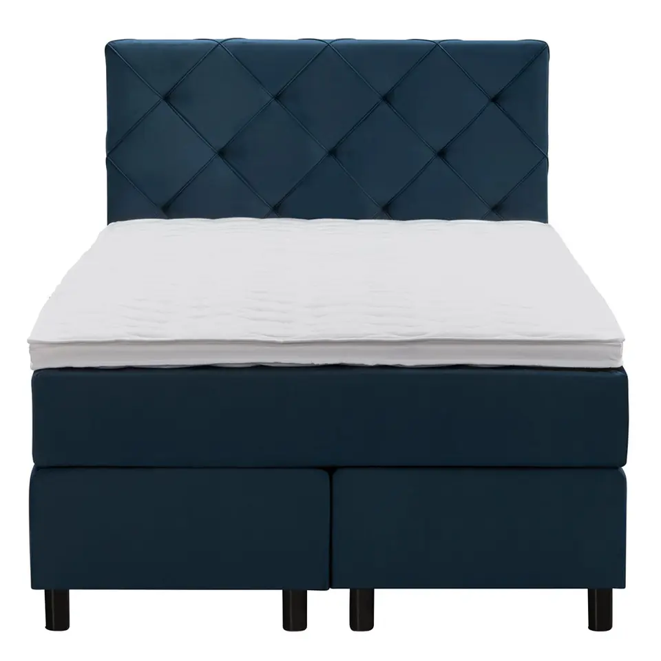 Boxspring Liv geruit - blauw - 120x200 cm - ronde poot