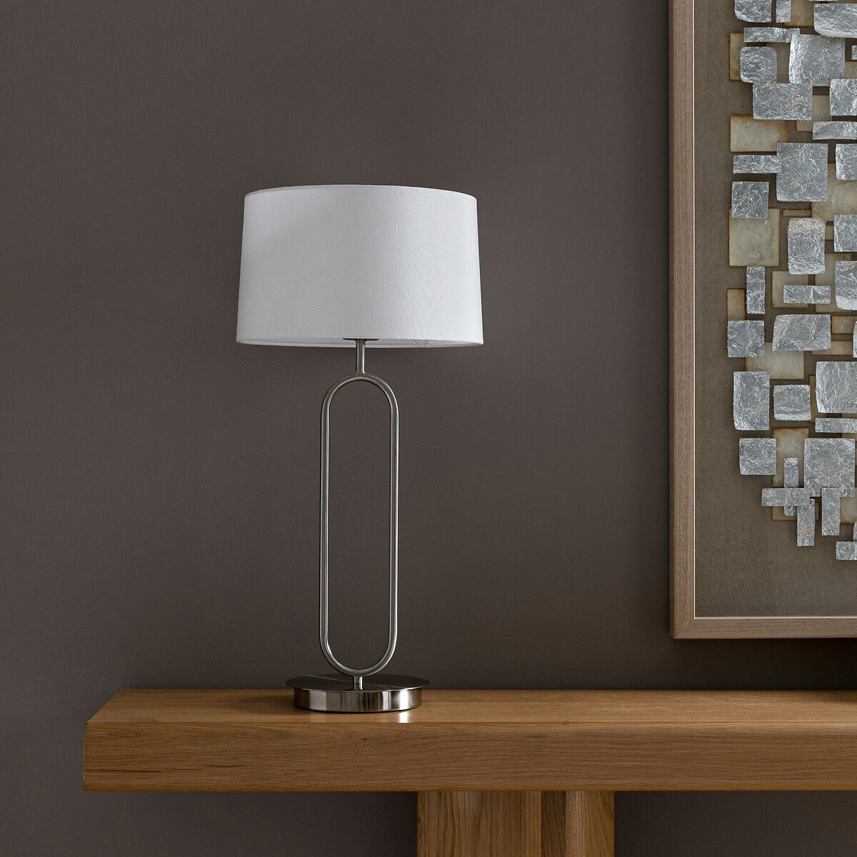 Lampe métal acier nickel satiné, Ladika