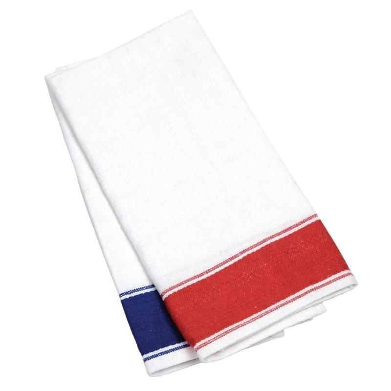 - Lot de 10 serviette avec bordure bleue en coton blanc 50x35 cm
