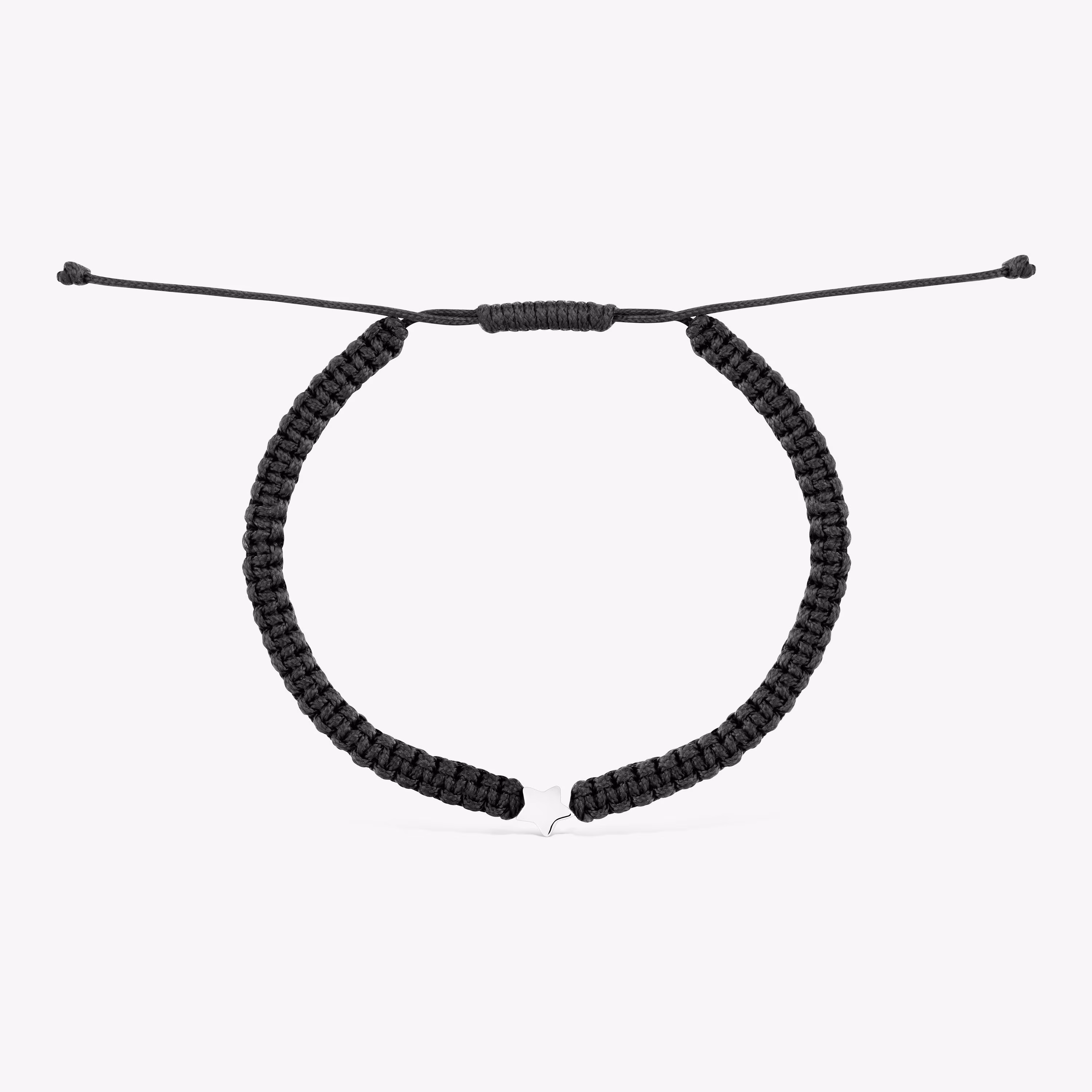 Pulsera estrella de plata y nylon negro TOUS Motivos