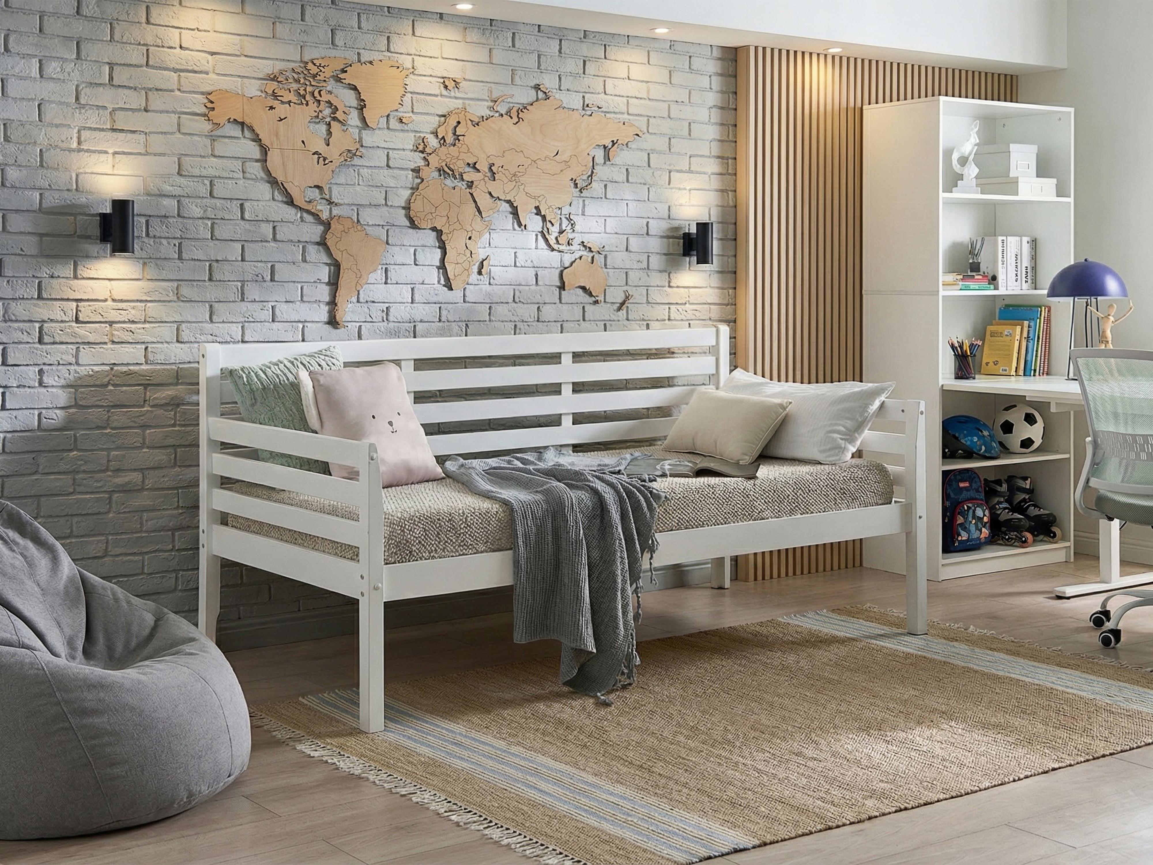 Daybed Wood THEZA 90 x 200 cm (EU Single) White