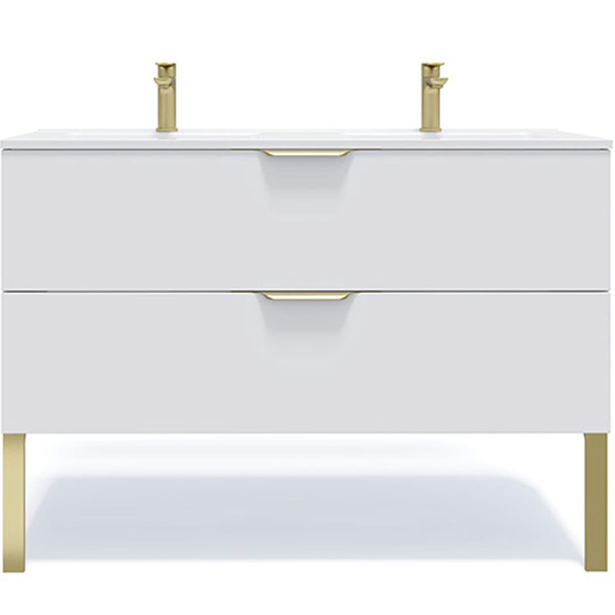 VENICE - Meuble salle de bain double vasque 120cm 2 tiroirs Blanc