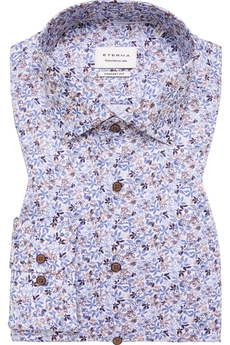 ETERNA Comfort Fit Hemd blau, Bedruckt