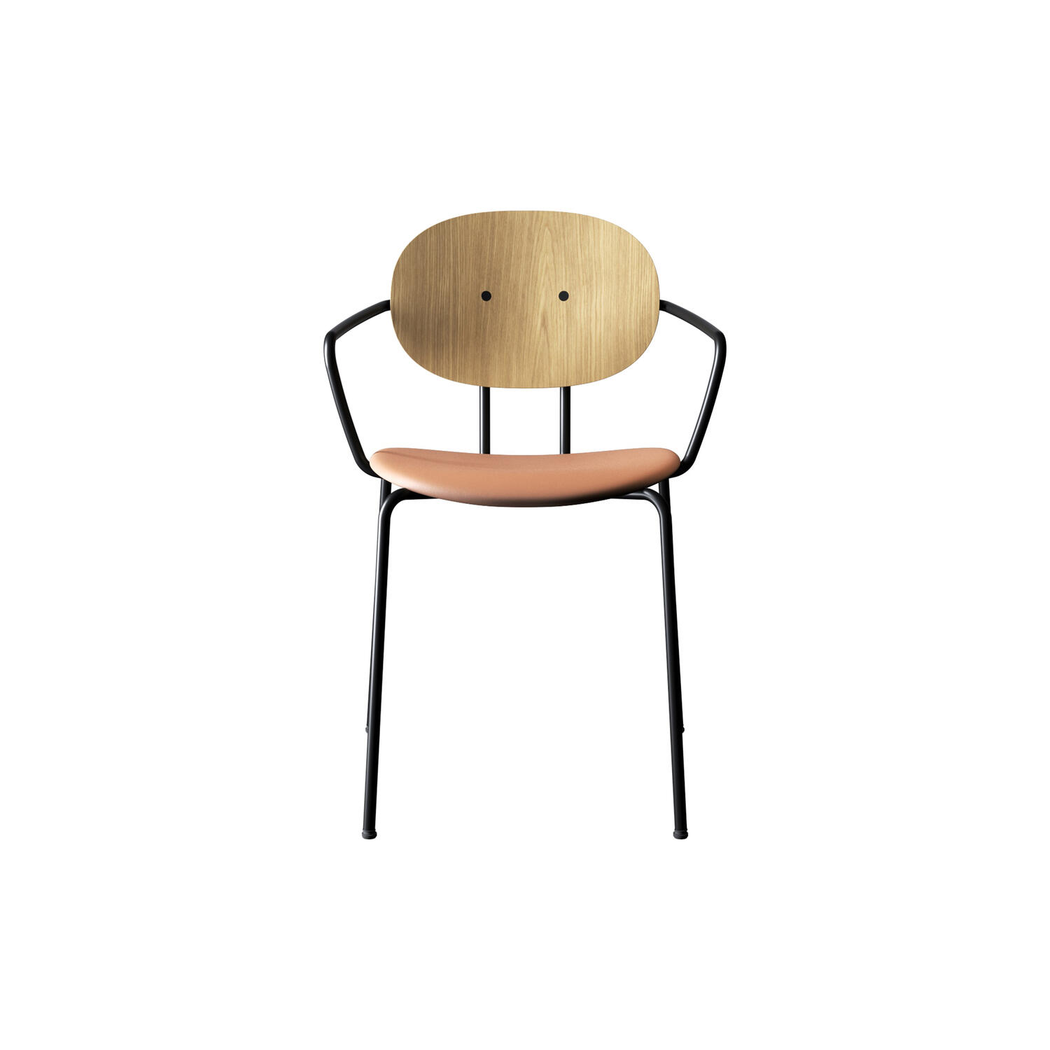 PIET HEIN Chair with Arms, hvidpigmenteret eg/Silk Cognac