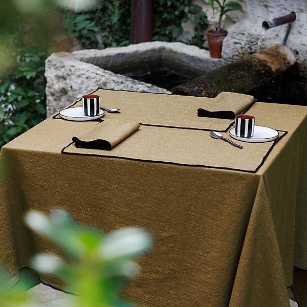 Nappe rectangulaire coton lavé 160x300 cm HONO marron foin