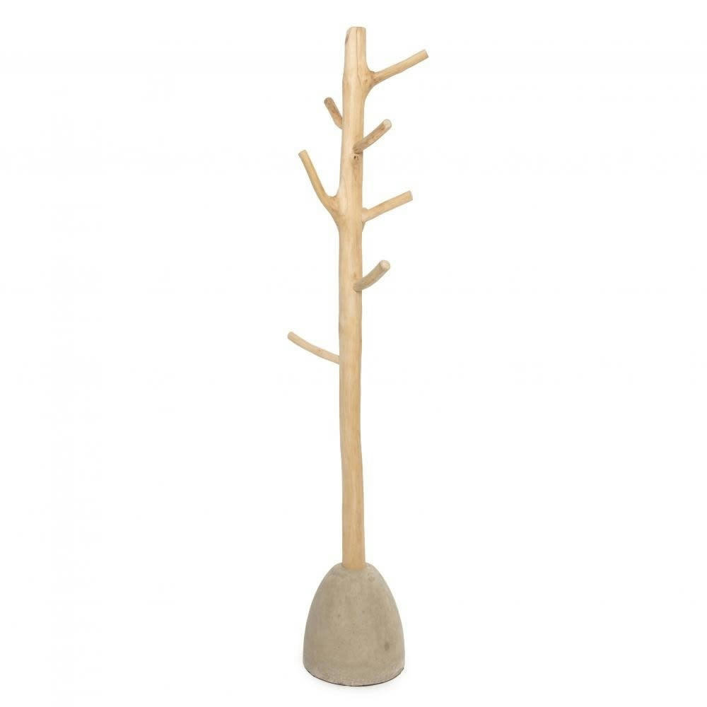 CONCRETE - Portemanteau en bois de teck et béton