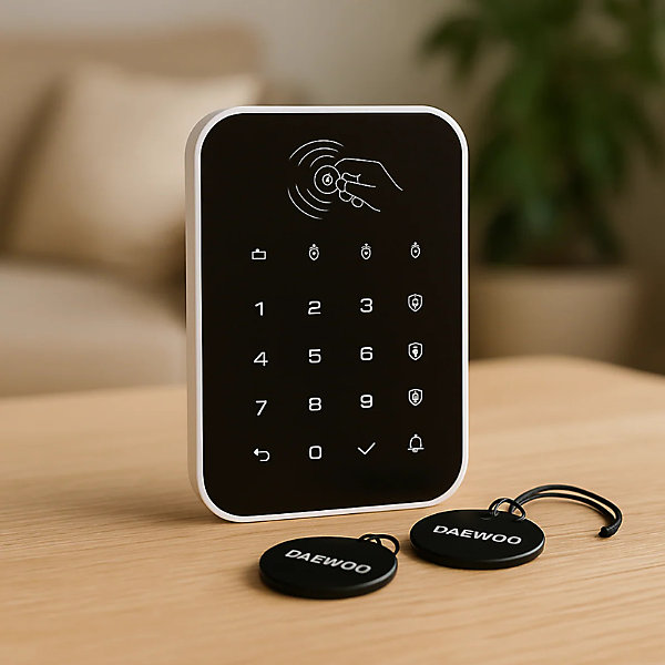 Daewoo - Clavier sans fil WKE301 avec 2 badges RFID - Compatible avec les centrales Touch AM301, Touch XL AM302 et Vigilia/Vigilia