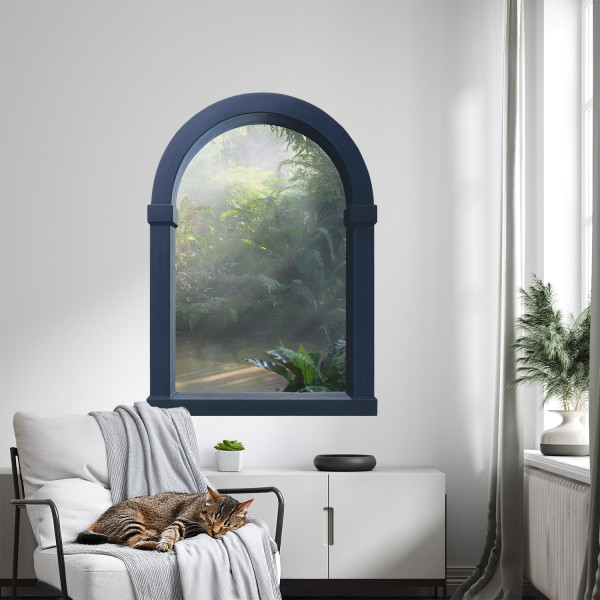 Efekt dziury w ścianie tajemnicza dżungla naklejka 3D 57x80