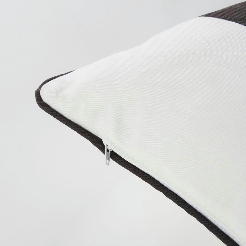 ALCOVE - Coussin motifs à rayures bleues, brique et écrues 60x60