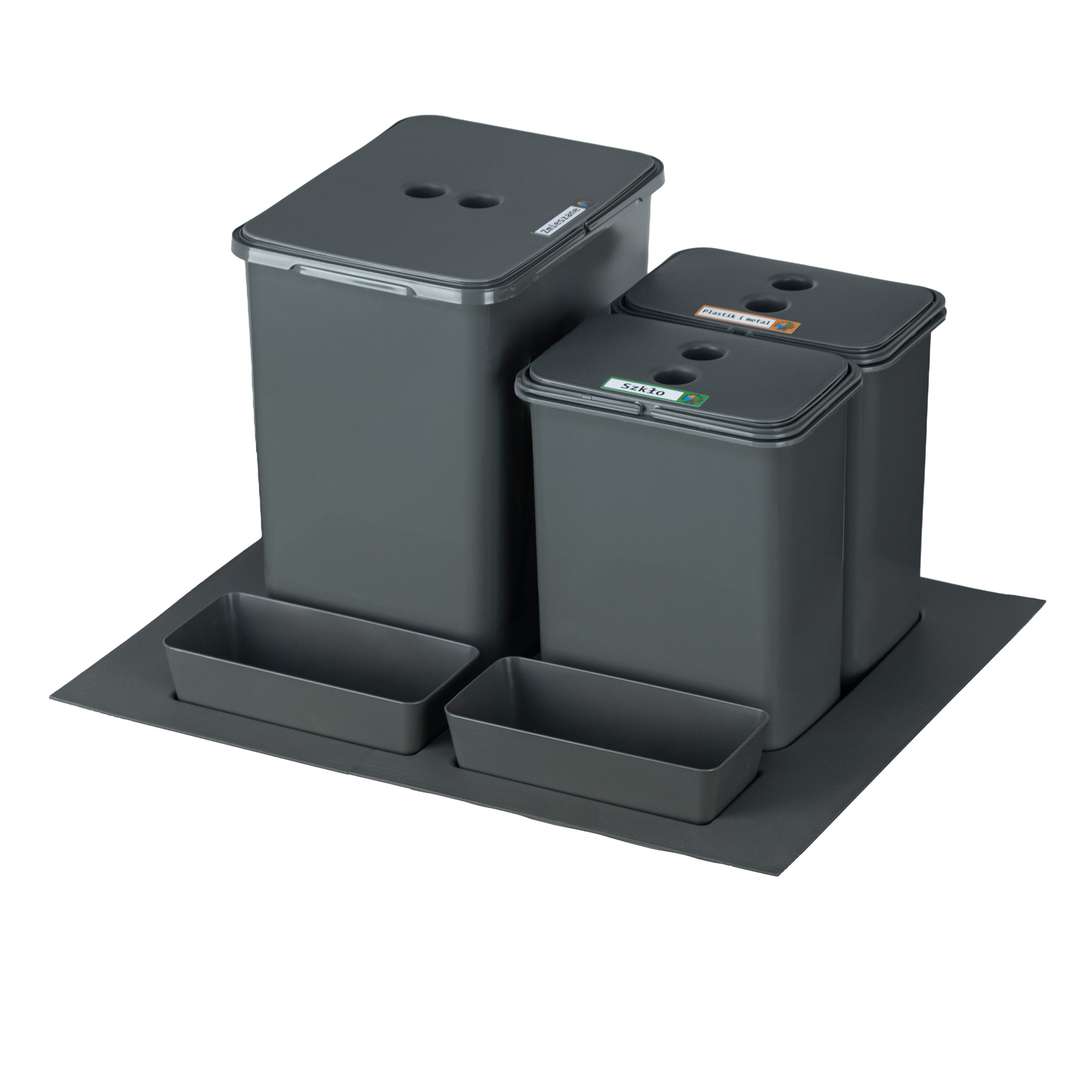 Sortownik śmieci FLEXI BASE do szuflady w szafce 60cm 1x20l 2x8l   kuwetki
