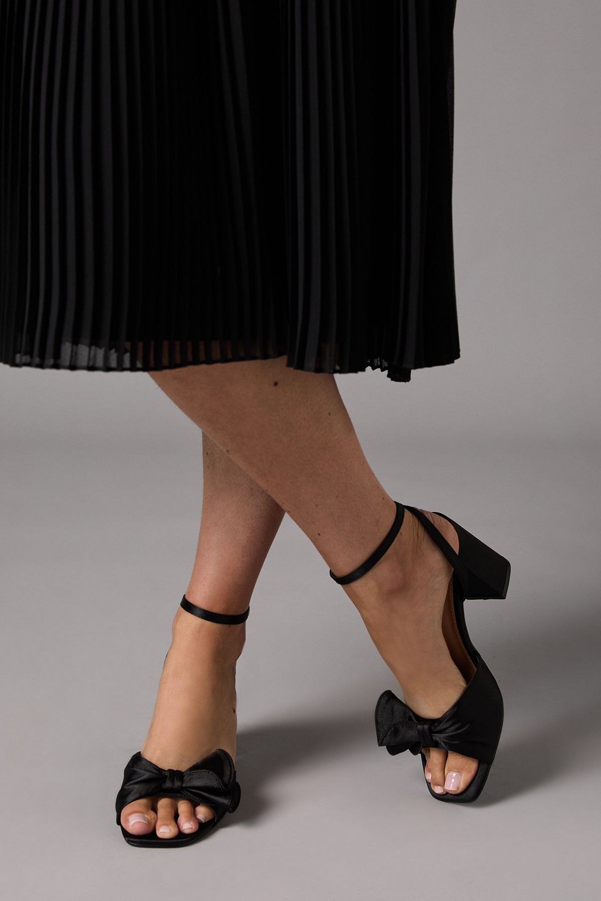 Coast Wide Fit Tina Satin Soft Ruffle High Block Heel Sandals