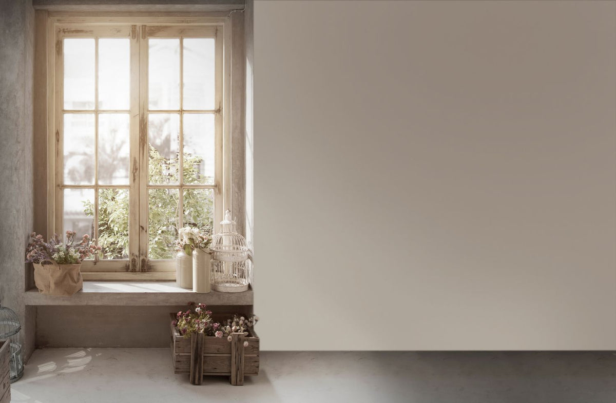 Livingwalls behang effen crème en lichtgrijs - 53 cm x 10.05 m - AS-390851