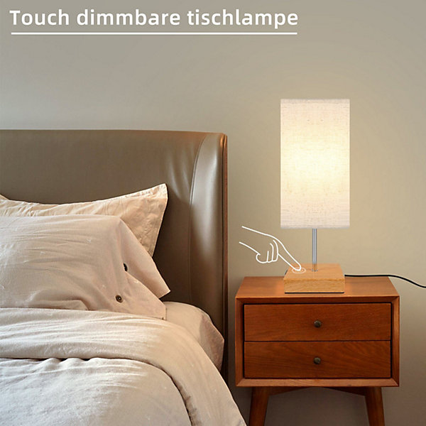 NETTLIFE Lampe de table tactile dimmable USB vintage E27 avec fonction de charge avec port de charge Type-C et USB sans ampoule