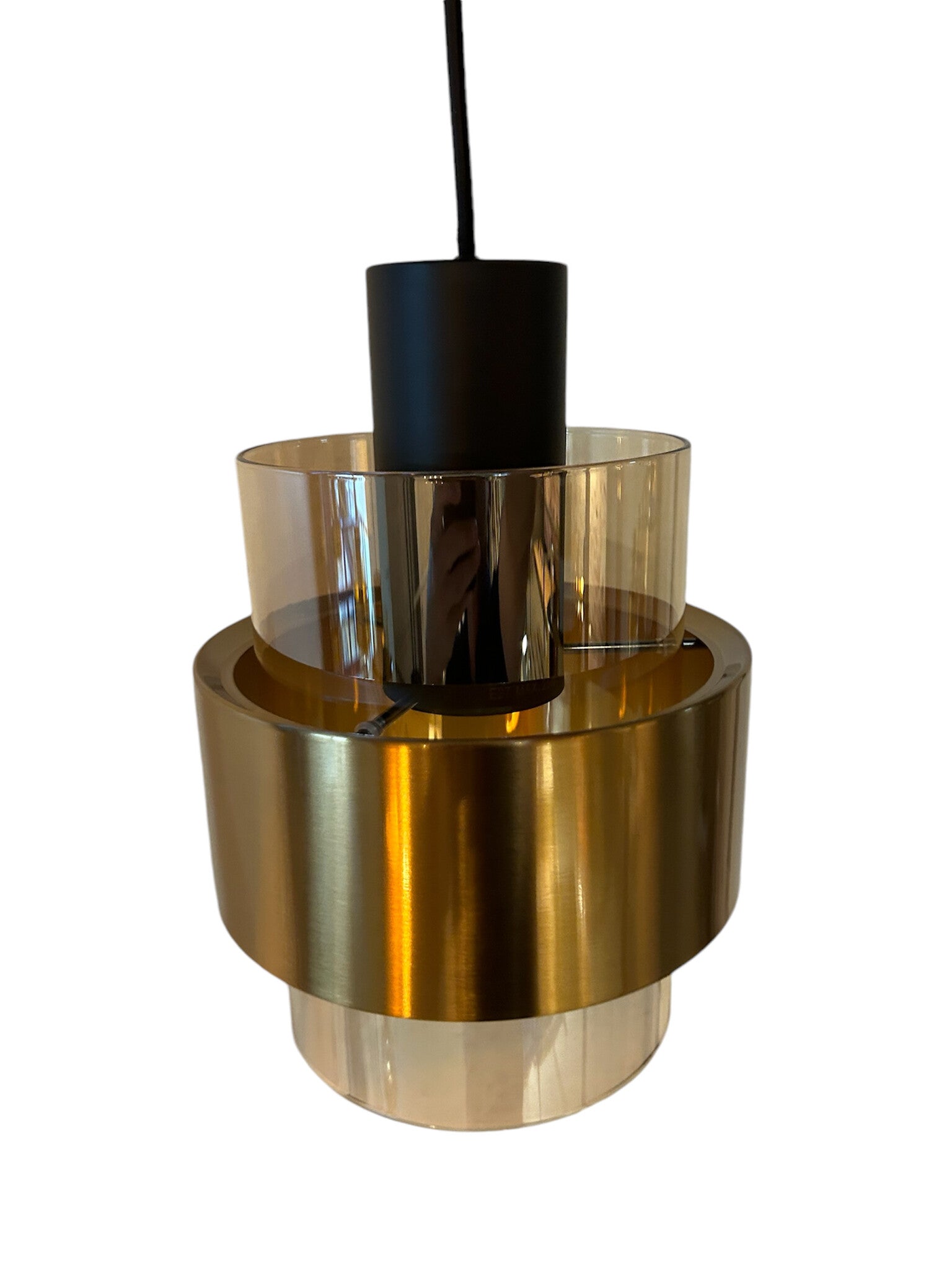 Freelight Freelight Hanglamp Chiasso Zwart Goud & Amber Glas 1 Lichts