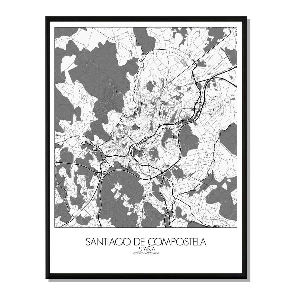 - Affiche Compostelle Carte N&B 40x50