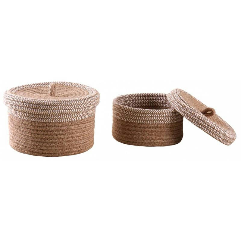 - Boite en jute naturelle et blanche (lot de 2)