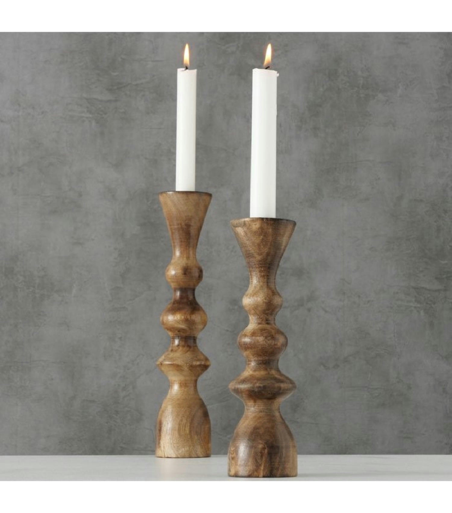 MANGUE - Set de 2 chandeliers en bois de mangue H23cm et H30cm