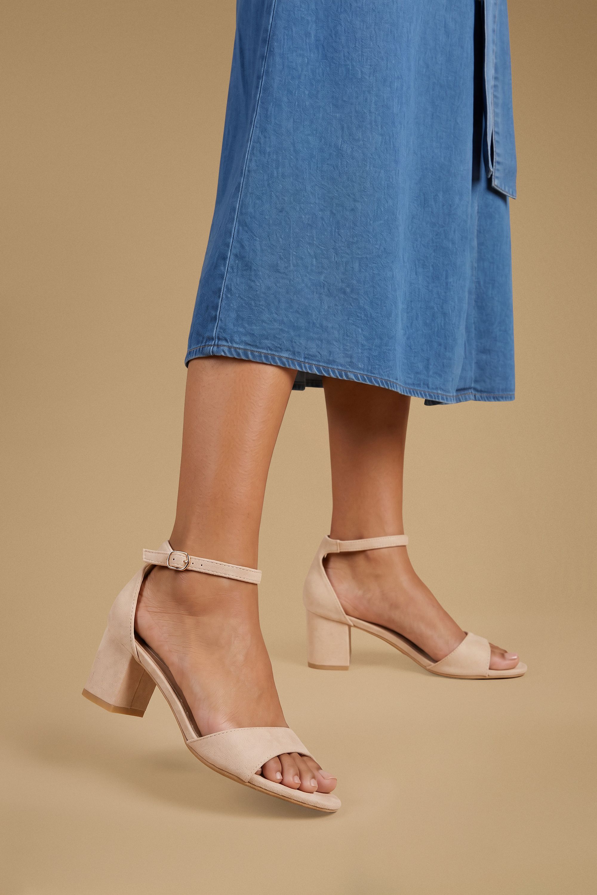 Dorothy Perkins Catty Faux Suede 2 Part Block Heeled Sandals