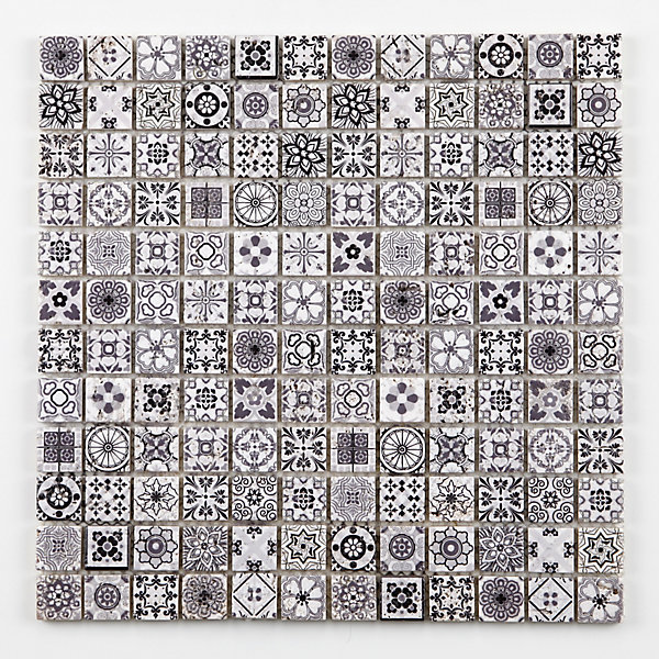 Mosaïque noir et blanc 2,2 x 2,2 cm Bada travertin