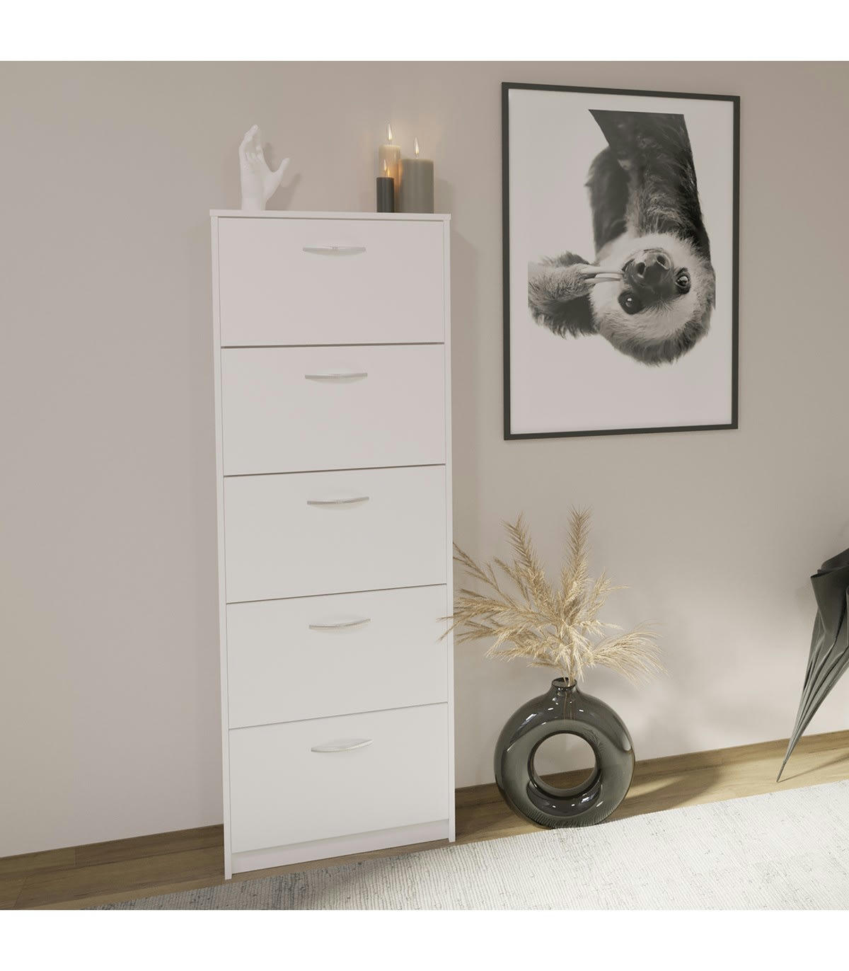 STEP 5 - Meuble à chaussures 5 abattants - L58,5 cm