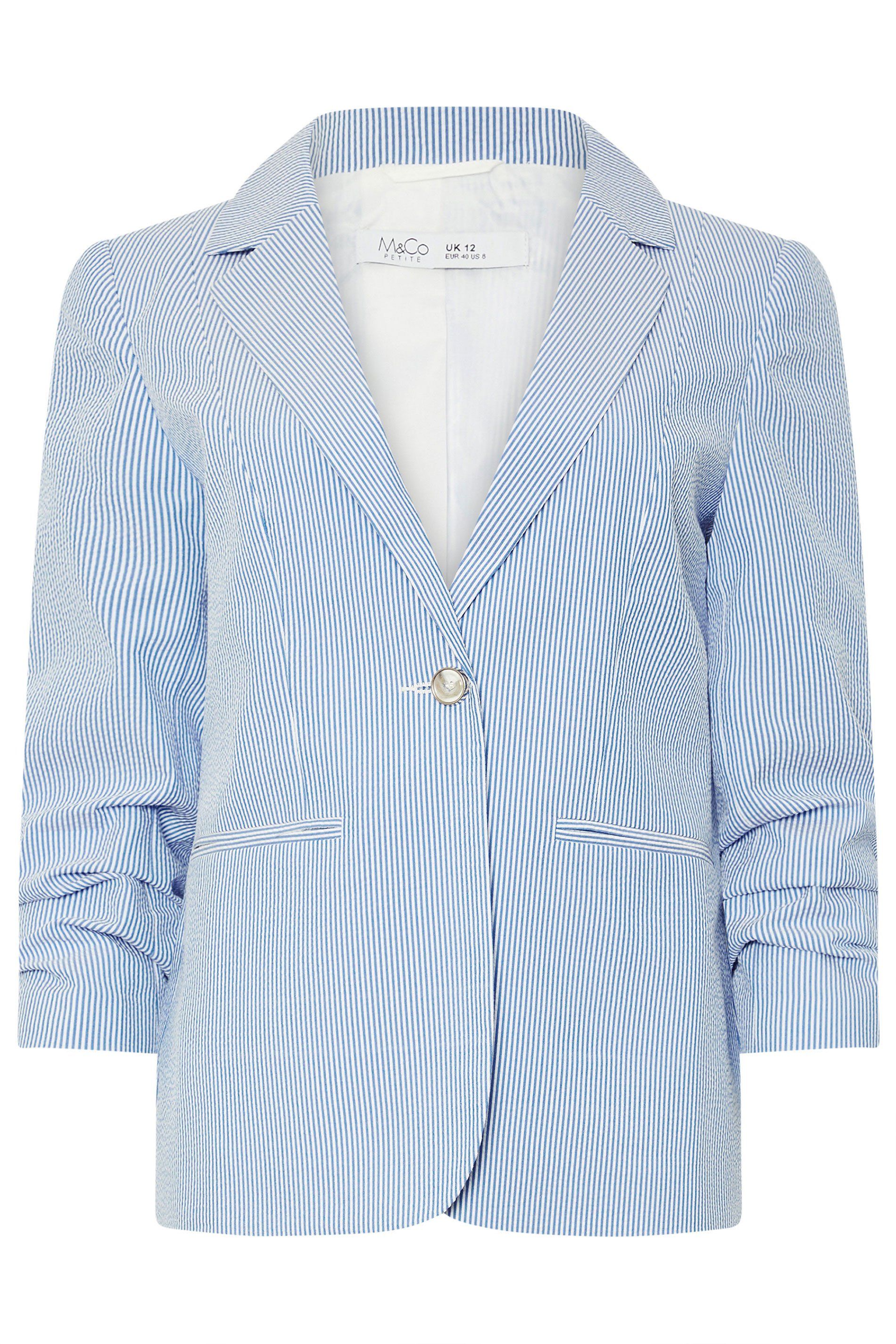 M&Co Petite Stripe Seersucker Blazer