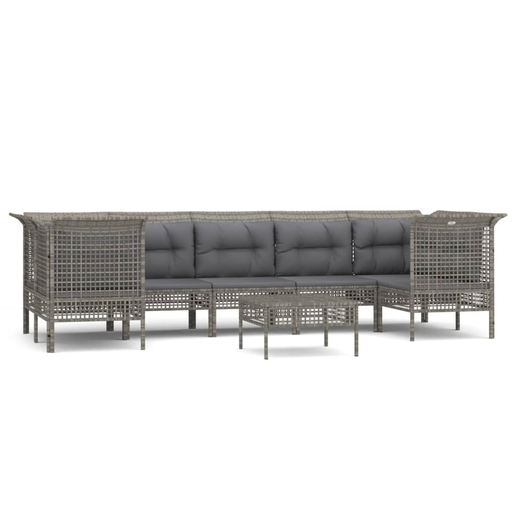 Zestaw wypoczynkowy do ogrodu Szary Technorattan 4x narożna   3x sofa
