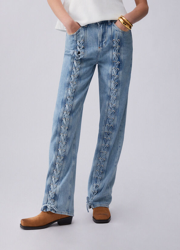 Jeans flare con intreccio