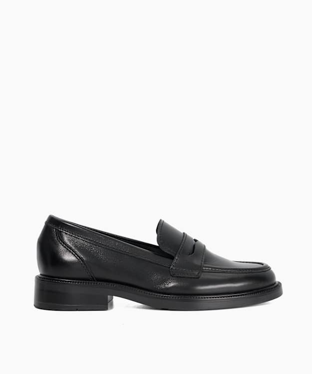 Giya Black - Almond Toe Leather Penny Loafers