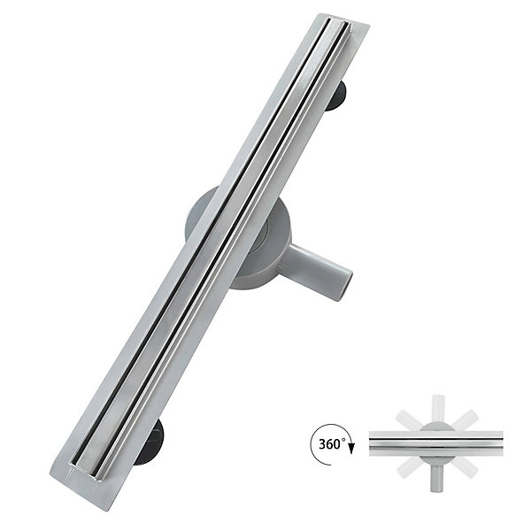 Caniveau de douche italienne étroit TIKA L.100 cm acier inoxydable avec siphon 360, drainage 36l/min SANIVERRE