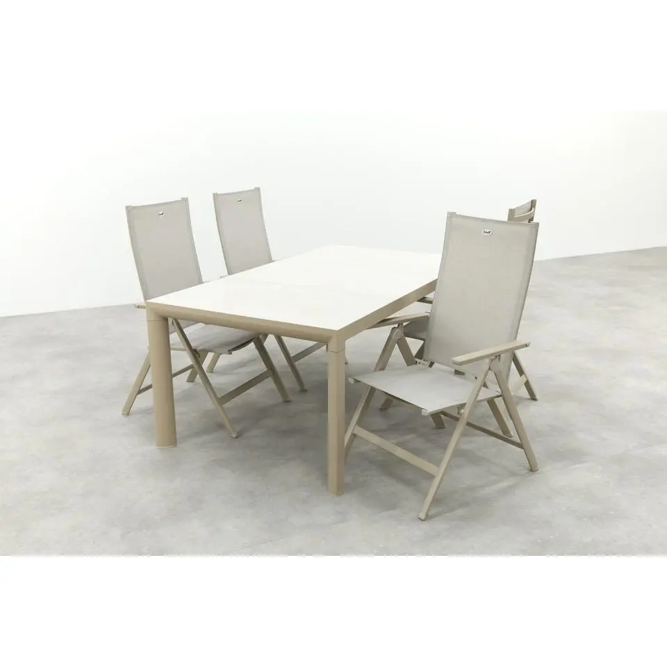 Hartman Napoli/Kings verstelbare 4-persoons tuinset 180x100 cm.- latte