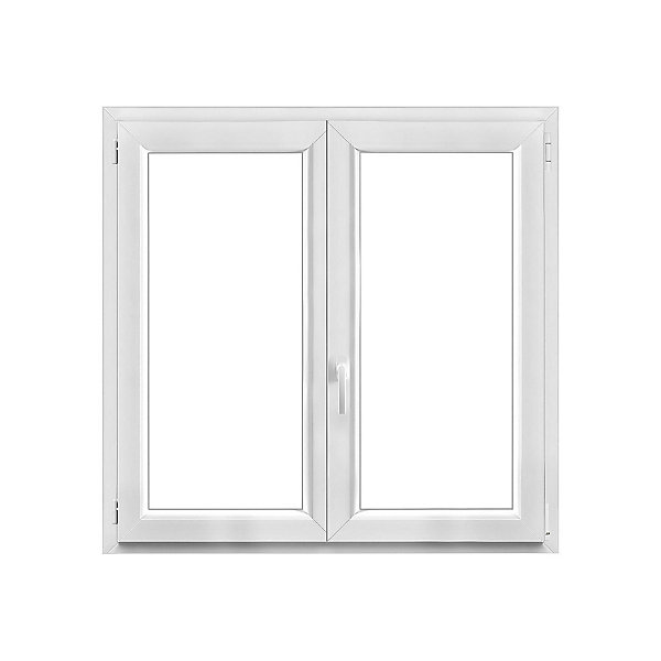 Fenêtre 2 vantaux oscillo-battante, tirant droit double vitrage GoodHome en PVC blanc l.125 x H.118 cm