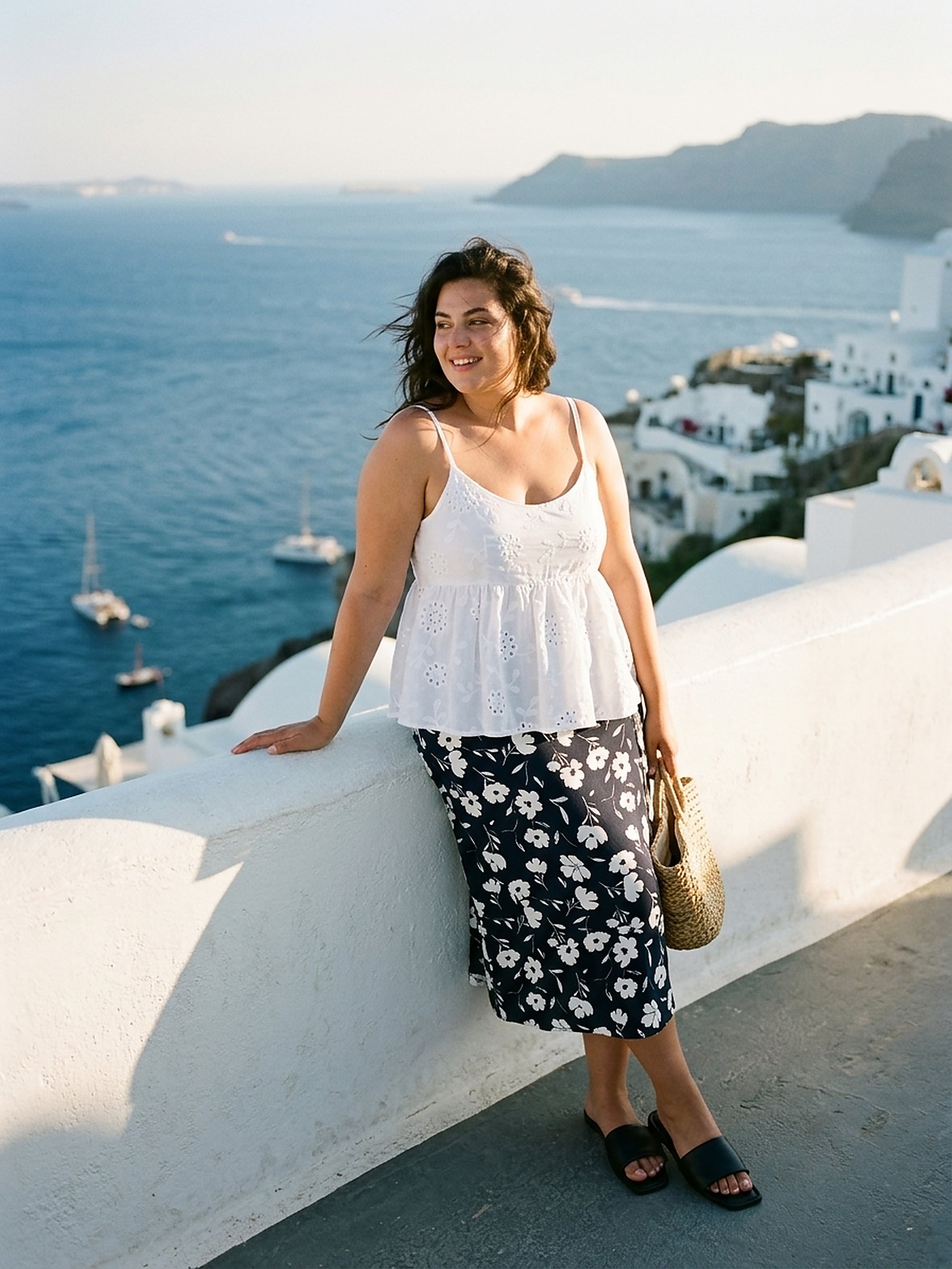 Spódnica midi z rozcięciem w kwiaty Plus size