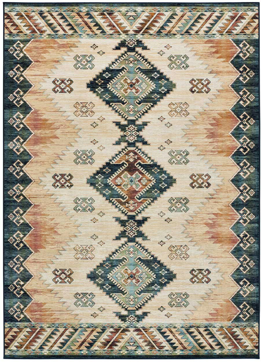 ANTALIA - Tapis en viscose de style vintage multicolore, 135X195 cm
