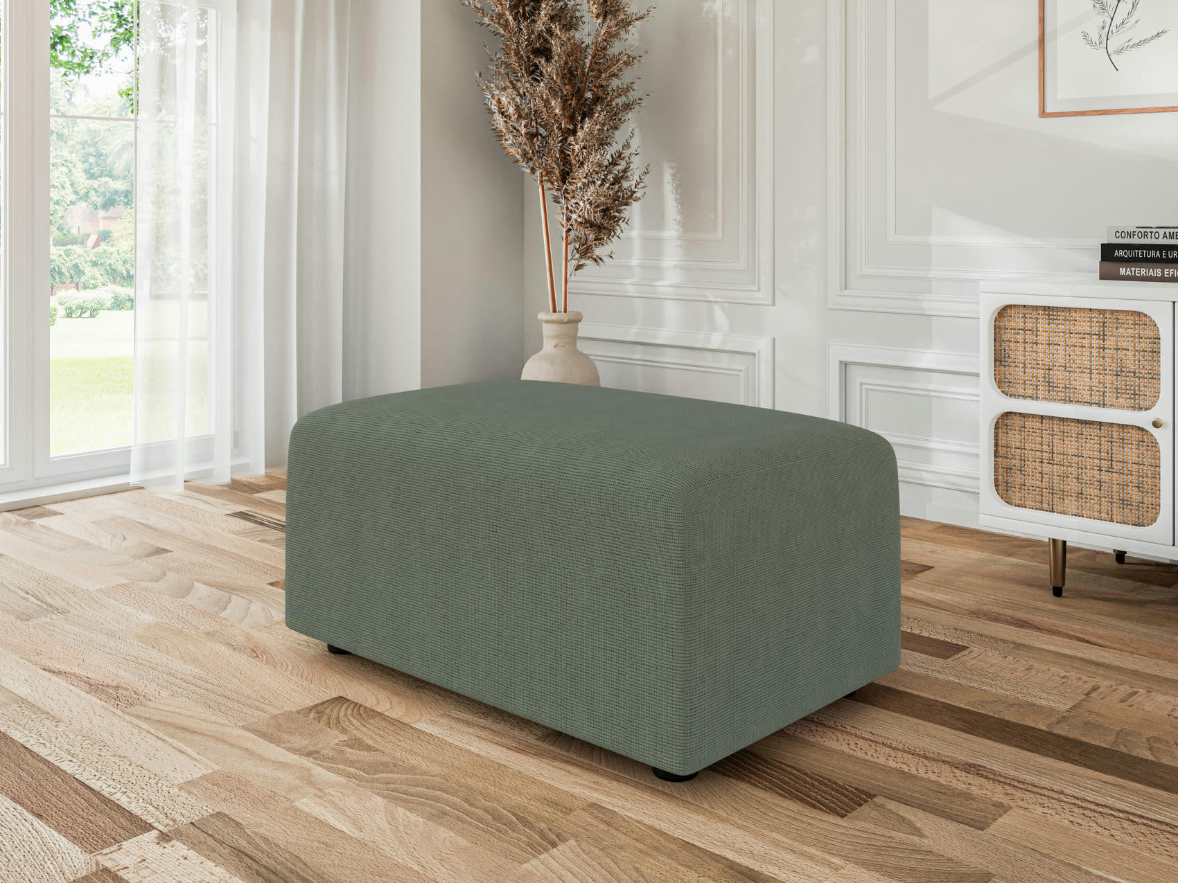 MILO - Pouf carré en tissu   vert