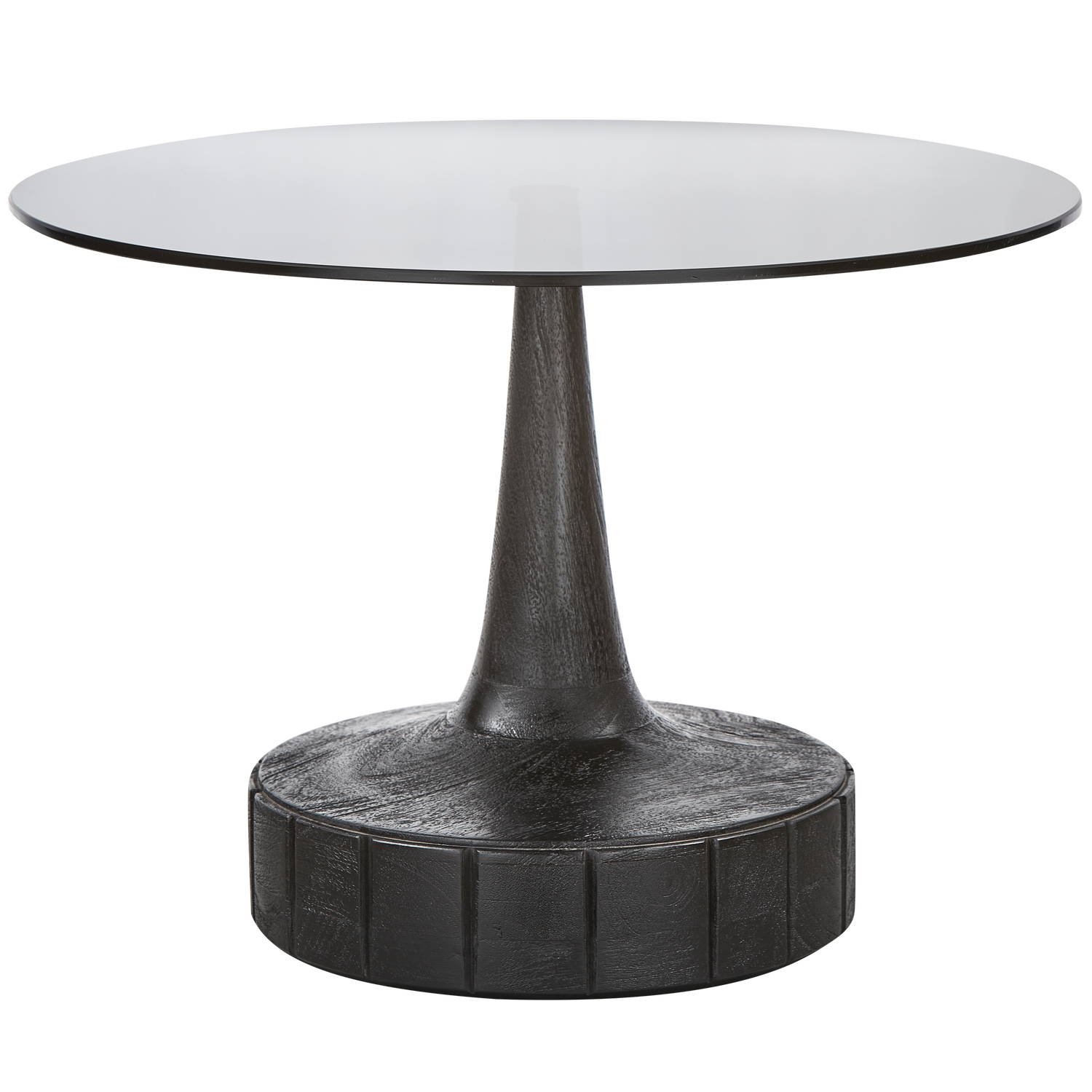 WOOOD bijzettafel Soya - Mango Hout/Glas - Zwart - 43x60x60