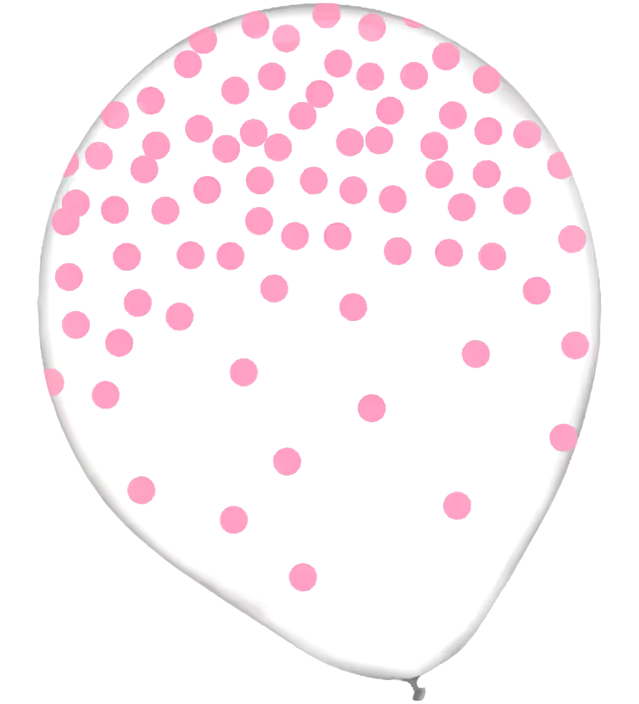 Round Transparent Confetti Latex Balloons, Pink, Polka Dot, 12-in, 6-pk, for Baby Shower/Birthday Party