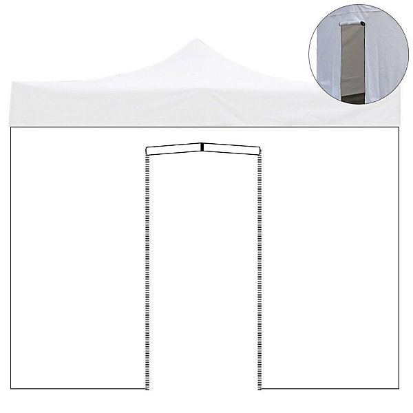 Panneau latéral blanc étanche de 4,5x2 m avec porte enroulable pour tonnelle pliante