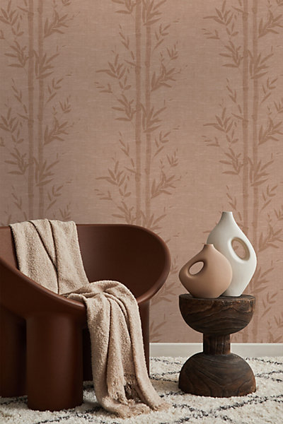 Origin Wallcoverings papier peint bambou rose terracotta 50 x 900 cm